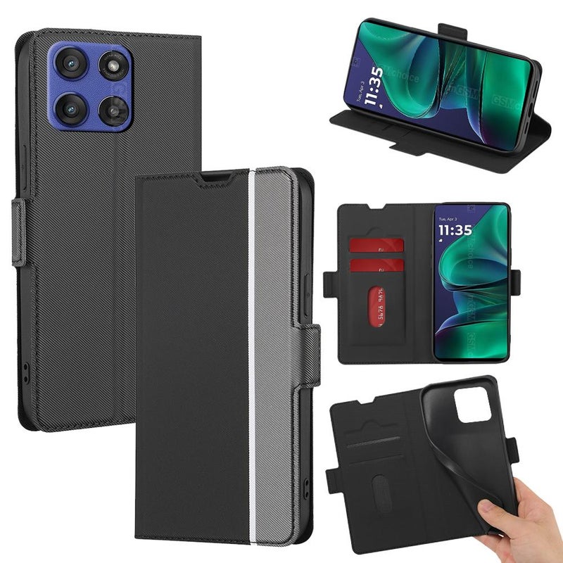 erorex For Motorola Moto G Stylus 5G 2025 Twill Texture Side Button Leather Phone Case(Black) - Image 1