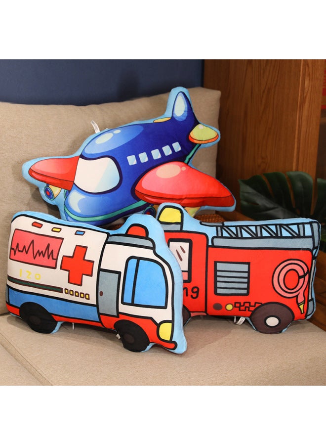 Cartoon Car Police Car Plush Toy Excavator Children Pillow Ambulance Doll Excavator Doll Birthday Gift-Color:Police Car-Height:About 45cm - Image 5