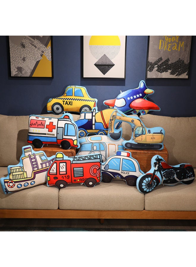 Cartoon Car Police Car Plush Toy Excavator Children Pillow Ambulance Doll Excavator Doll Birthday Gift-Color:Police Car-Height:About 45cm - Image 2