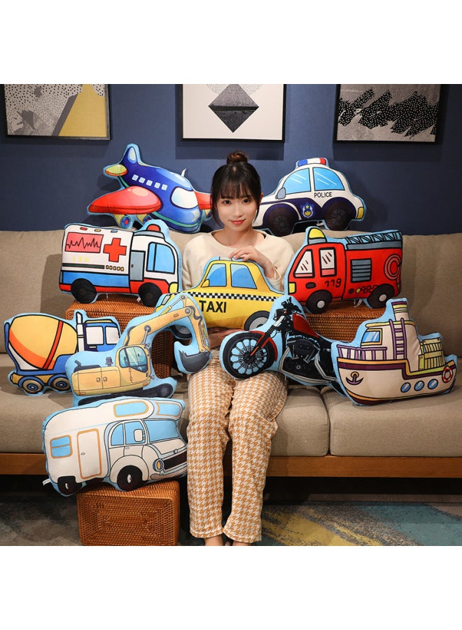 Cartoon Car Police Car Plush Toy Excavator Children Pillow Ambulance Doll Excavator Doll Birthday Gift-Color:Police Car-Height:About 45cm - Image 4
