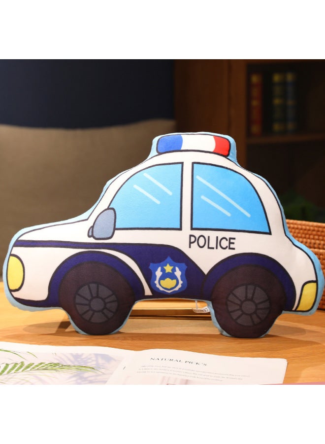 Cartoon Car Police Car Plush Toy Excavator Children Pillow Ambulance Doll Excavator Doll Birthday Gift-Color:Police Car-Height:About 45cm - Image 1