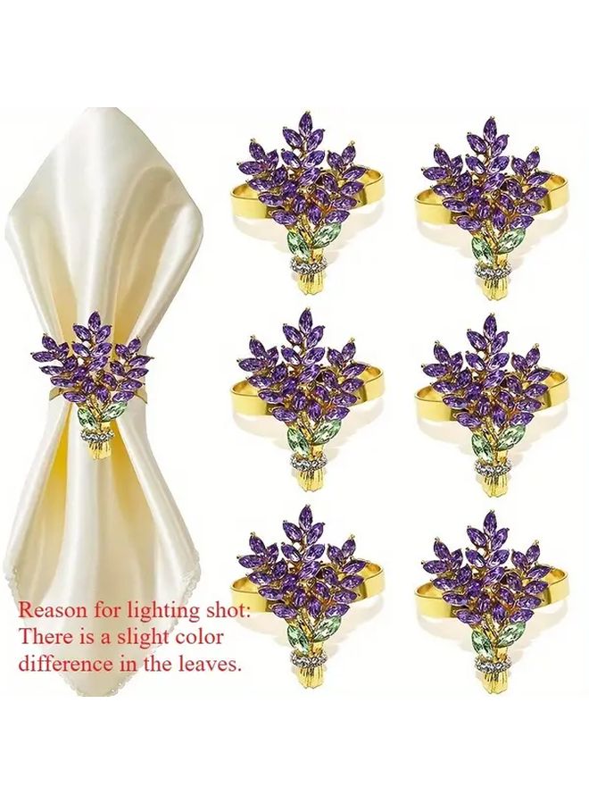Golden Table Flag And Ring Holder Set With Crystal Centerpiece And Lavender Floral Design - Image 1