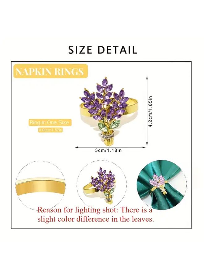 Golden Table Flag And Ring Holder Set With Crystal Centerpiece And Lavender Floral Design - Image 3