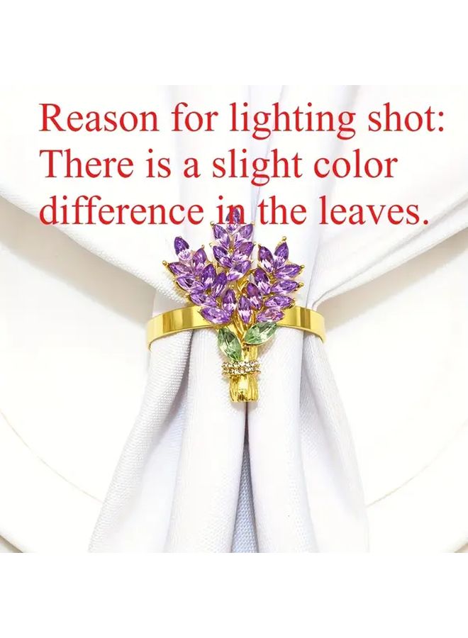 Golden Table Flag And Ring Holder Set With Crystal Centerpiece And Lavender Floral Design - Image 4