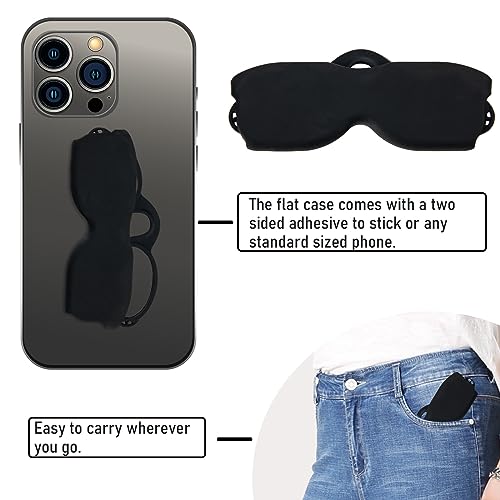 REAVEE Ultra Slim Armless Reading Glasses for Men Women, Small and Flat Readers Compact Pocket Size with Stick-on Case Holder,Black 1.5 - Image 3