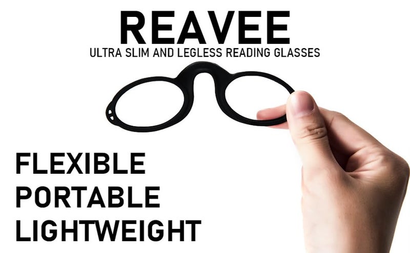 REAVEE Ultra Slim Armless Reading Glasses for Men Women, Small and Flat Readers Compact Pocket Size with Stick-on Case Holder,Black 1.5 - Image 4