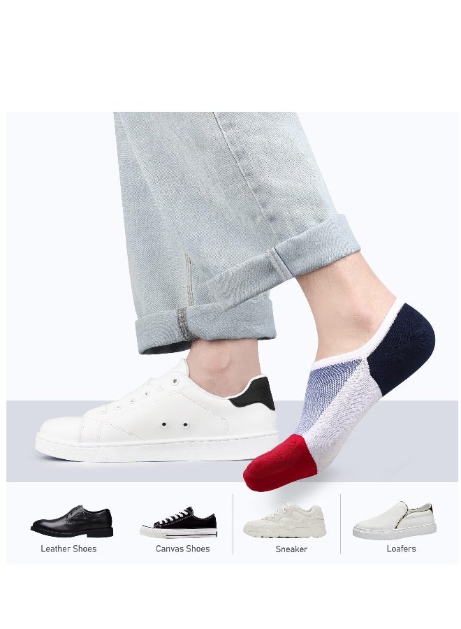 Men's No Show Socks - 8 Pairs Ankle Athletic Socks, Invisible Cotton Casual Breathable Low Cut Liner Socks with Anti-Slip Silicone Stripes, Fits EU 38-43, Perfect for Daily Wear - Image 4