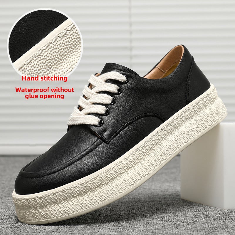 2024 Mens Leather Sneakers Casual Breathable White Black 