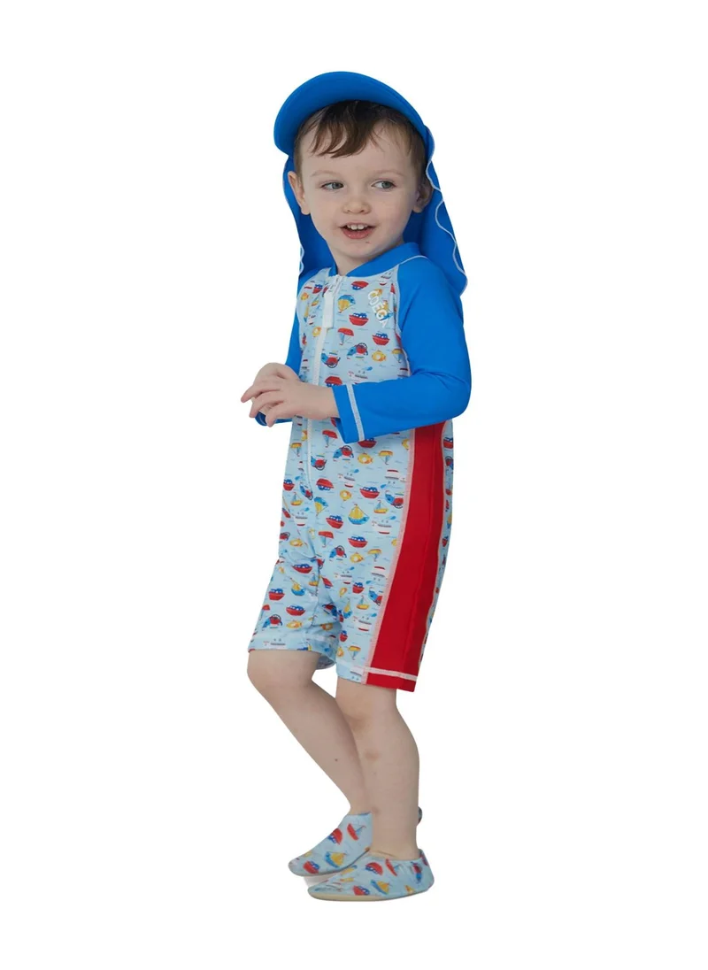 كويجا صن وير COEGA Boys Baby One Piece Suit - Blue Boats