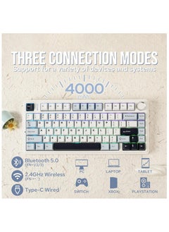 AULA AULA F75 Gasket Mechanical Keyboard, 75% Wireless Hot Swappable Gaming Keyboard with Five-Layer Padding&Knob, Bluetooth/2.4GHz/USB-C, RGB (Light Blue, LEOBOG Reaper Switch)  - Image 3