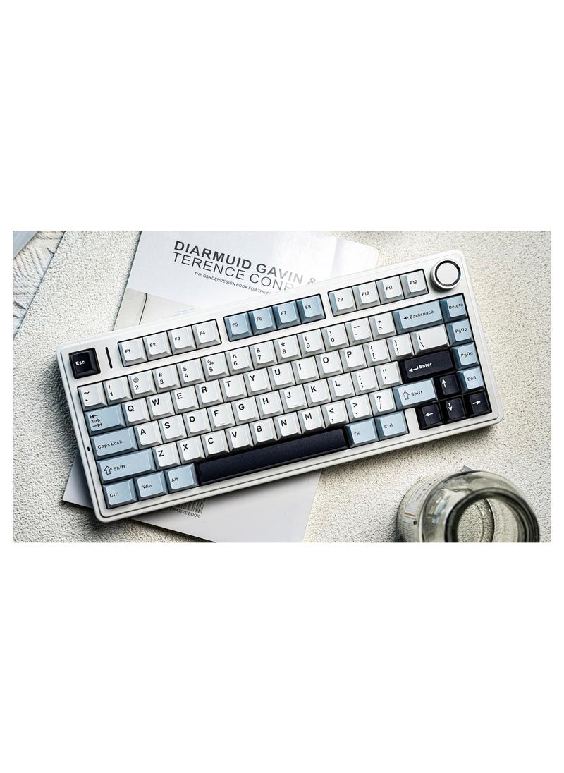 AULA - AULA F75 Gasket Mechanical Keyboard, 75% Wireless Hot Swappable Gaming Keyboard with Five-Layer Padding&Knob, Bluetooth/2.4GHz/USB-C, RGB (Light Blue, LEOBOG Reaper Switch) - Image 1