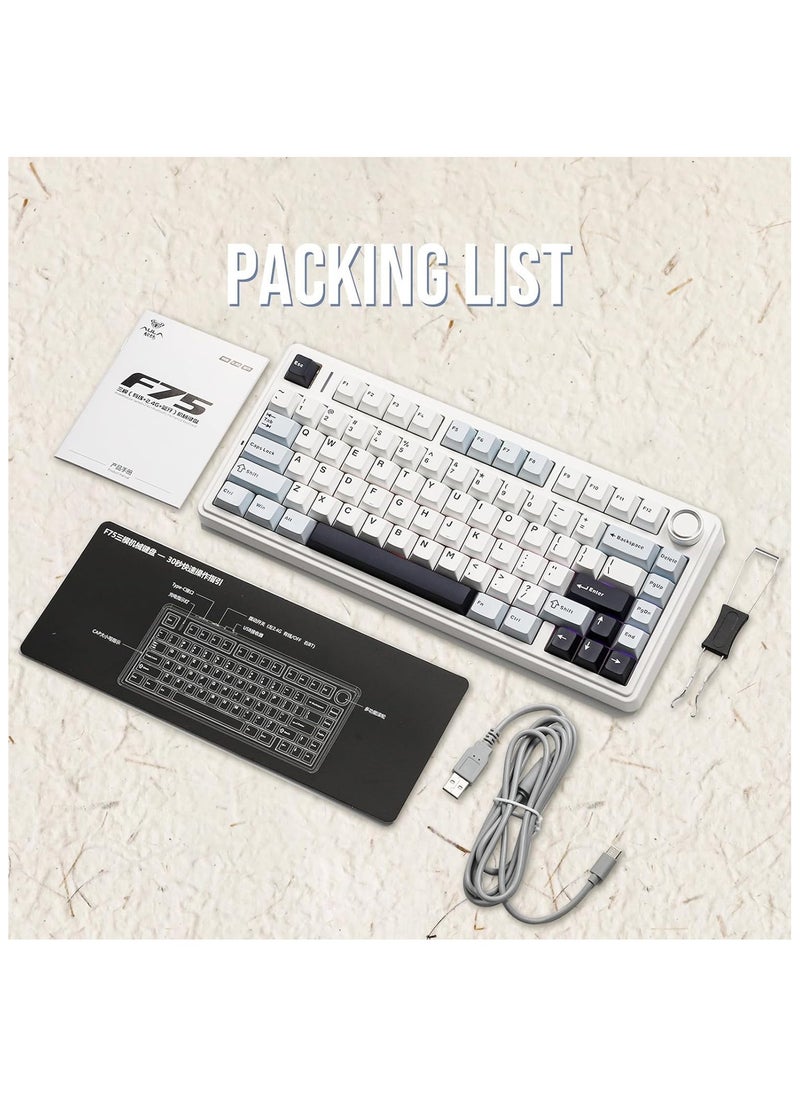 AULA - AULA F75 Gasket Mechanical Keyboard, 75% Wireless Hot Swappable Gaming Keyboard with Five-Layer Padding&Knob, Bluetooth/2.4GHz/USB-C, RGB (Light Blue, LEOBOG Reaper Switch) - Image 1