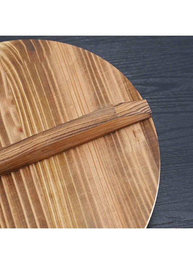 LVOERTUIG Wooden Wok Lid, Round Natural Wood Wok lid Wood Wok Lid With Handle, Lightweight Cedarwood Wok Lid for Stir Fry Pan, Anti-Hot, Anti-Spillover Wooden Kitchen Accessories  - Image 2