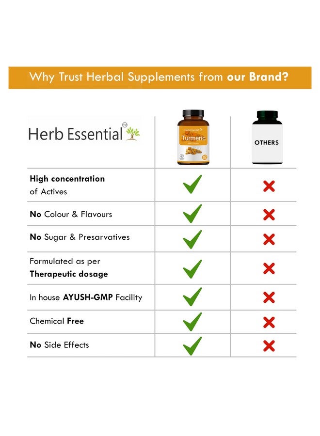 Herb Essential أقراص الكركم الأساسية من الأعشاب، 500 ملغ، 120 قرص | يساعد في تعزيز المناعة | مستخلصات هالدي 100% طبيعية - Image 5