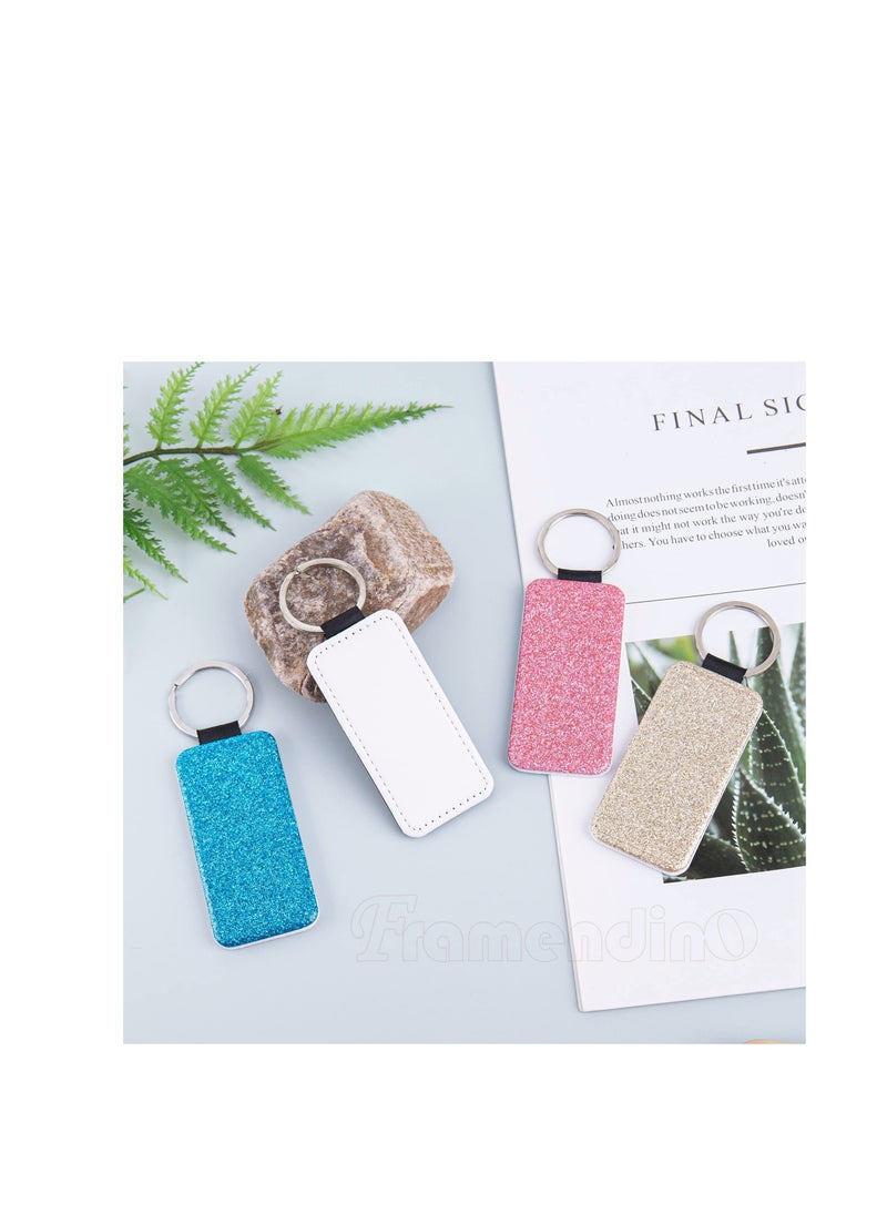 8 Blank PU Leather Keychains for Sublimation, Ideal for DIY Craft and Pendant Making