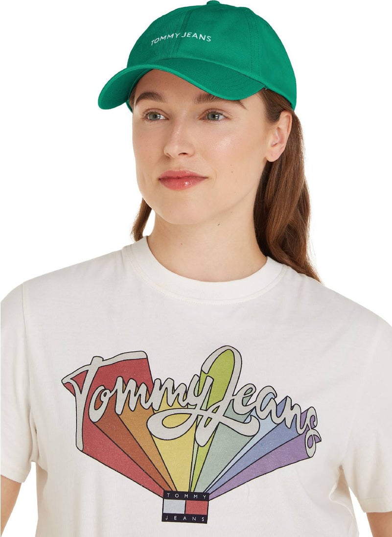 TOMMY HILFIGER - Women's Front Logo Baseball Cap -  Pure organic cotton, Green - Image 1