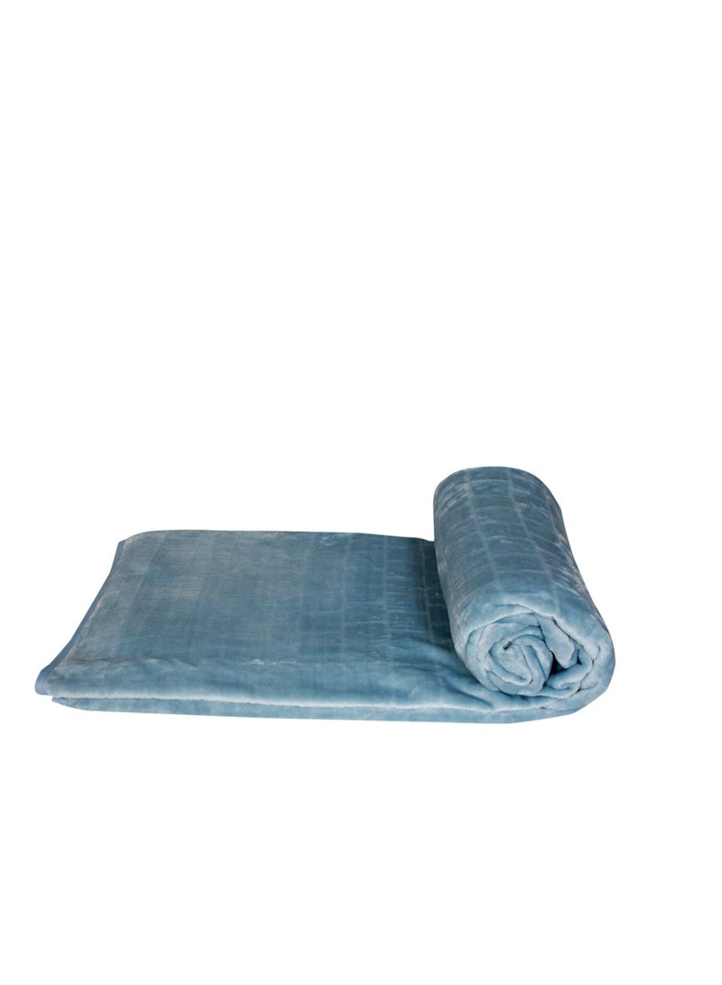 Large Double-Sided Fur Bed Warmer - Luxurious Design & Unparalleled Warmth 220x240cm ST (Baby Blue) - Image 2