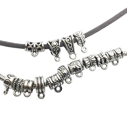 iloveDIYbeads 100g (About 125pcs) Mixed Tibetan Tube, Spacer Bail Bead Hanger Fit Charm European Bracelet Pendant (Antique Silver), 125 - Image 3