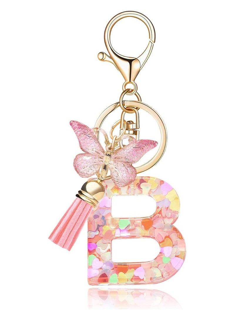 أوزيغالور سلسلة مفاتيح على شكل حروف أبجدية بأحرف أبجدية على شكل فراشة في سلسلة مفاتيح لحقائب يد نسائية للنساء - Image 1