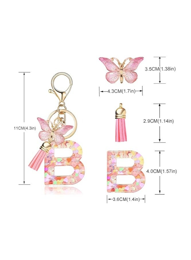 أوزيغالور سلسلة مفاتيح على شكل حروف أبجدية بأحرف أبجدية على شكل فراشة في سلسلة مفاتيح لحقائب يد نسائية للنساء - Image 2