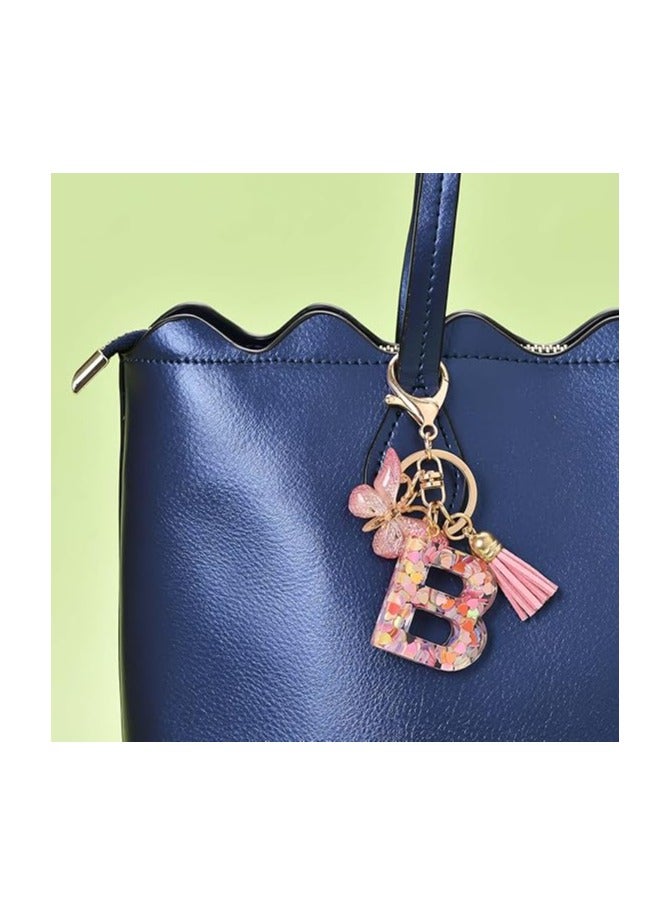 أوزيغالور سلسلة مفاتيح على شكل حروف أبجدية بأحرف أبجدية على شكل فراشة في سلسلة مفاتيح لحقائب يد نسائية للنساء - Image 5