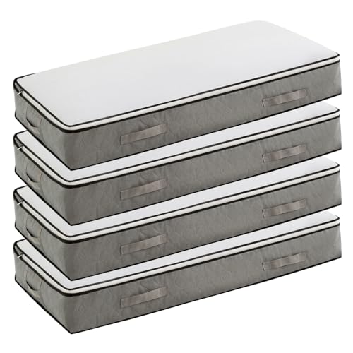 Fasolara 90L Under Bed Storage Containers Foldable Grey Underbed Storage Bags Closet Organizers and Storage Bins for Wrapping Paper Blanket Clothing Comforter Sweaters Pillows Linen Sheets - Image 1