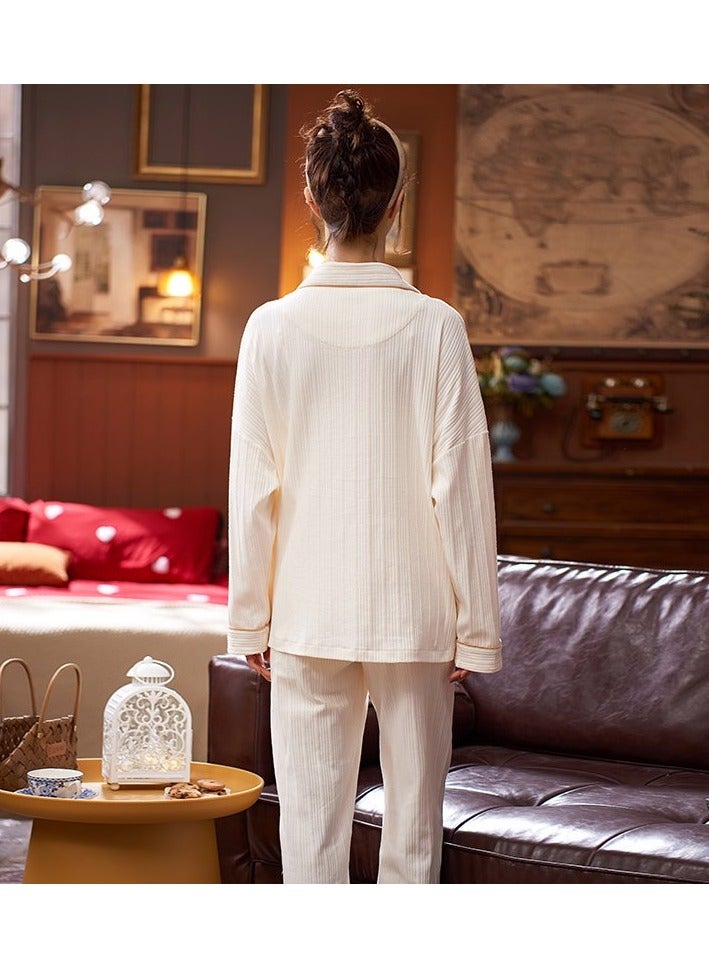 Women's Pajama Set, Cotton Long Seeve Striped Pajama Set Two Pieces of Casual Pajamas - Image 4