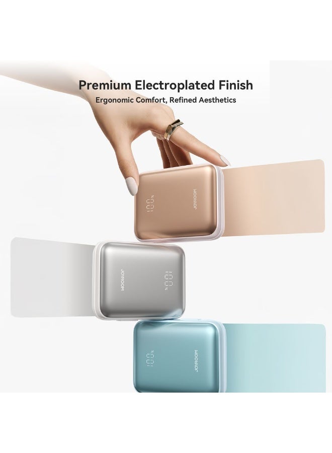 JOYROOM 10000mAh Super Mini Fast Charging Power Bank with Built-in Type-C and Lightning Dual Cables, Smart LED Display Powerbank, Dual Input/Output, 3-Device Charging, Compact Portable Battery Pack for iPhone 17 16 and below, Samsung 25 and below and Other Phones – Safe & Heat-Resistant Design - CE Certified Sea Blue - Image 4