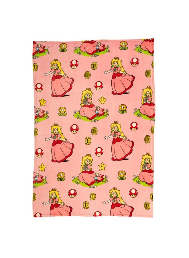 Franco Nintendo Super Marios Bros. Gaming Princess Peach Girl Bedding Super Soft Silk Touch Throw, 46 in x 60 in, (Officially Licensed Product)  - Image 1