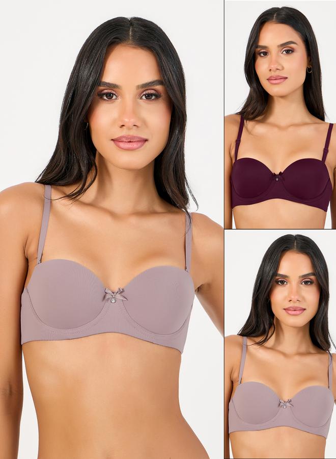 Styli Pack of 2 - Padded Wired Solid Balconette Bra  - Image 1