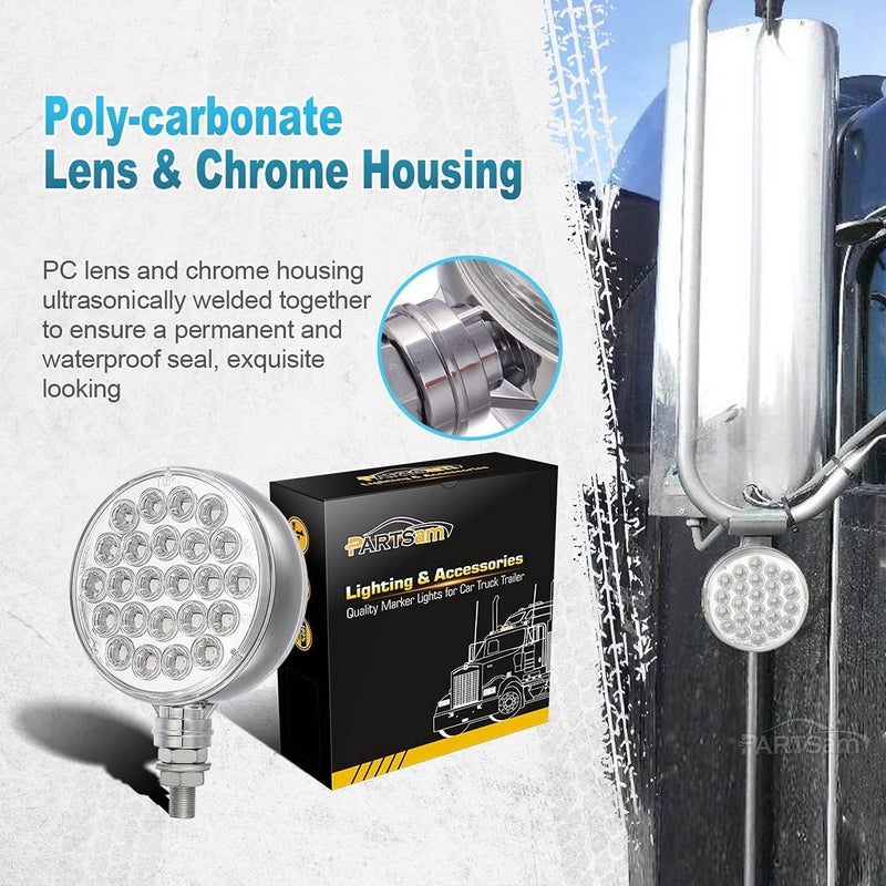 Partsam 2Pcs Round Double Face LED Turn Signal Marker Lights with Blue Auxiliary Lights - Image 3