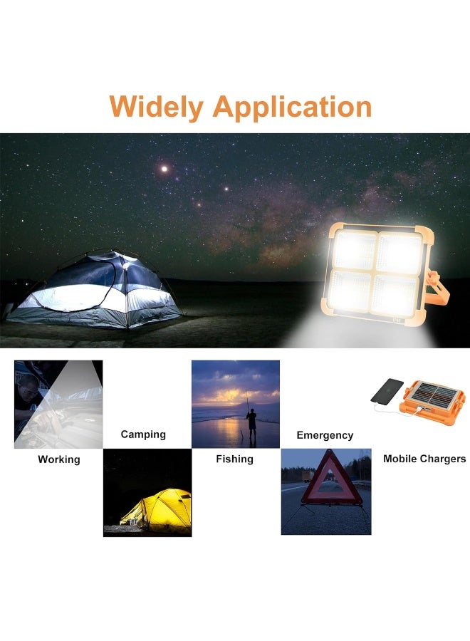 KEYANG KY-100W Solar LED Flood Light Portable Rechargeable Work Light with Solar Panel, Power Bank Output, 5 Lighting Modes, Magnetic Mount, 180° Adjustable Stand, IP66 Waterproof for Camping, Outdoor, Emergency, Home, Garage, Car Repair - Image 4