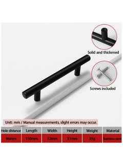GRKC 5 Pack Black Stainless Steel Cabinet Handles, 150mm Length, for Cabinets and Drawers  - Image 4