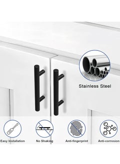 GRKC 5 Pack Black Stainless Steel Cabinet Handles, 150mm Length, for Cabinets and Drawers  - Image 2