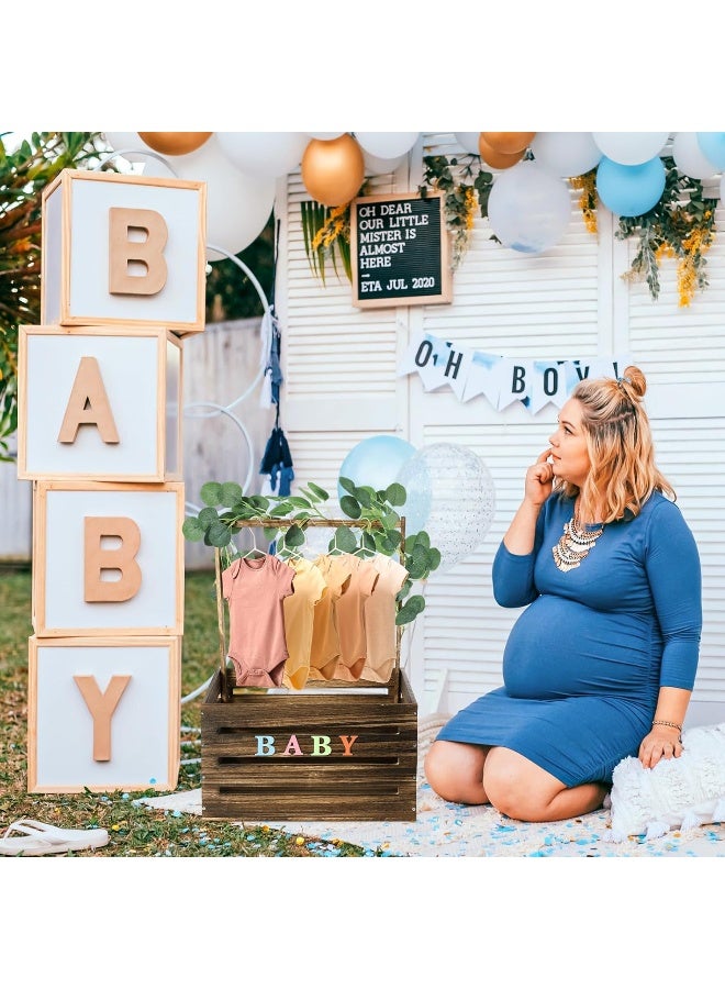 Barydat Large Wooden Baby Shower Crate Closet with Handle and Garland - Image 5