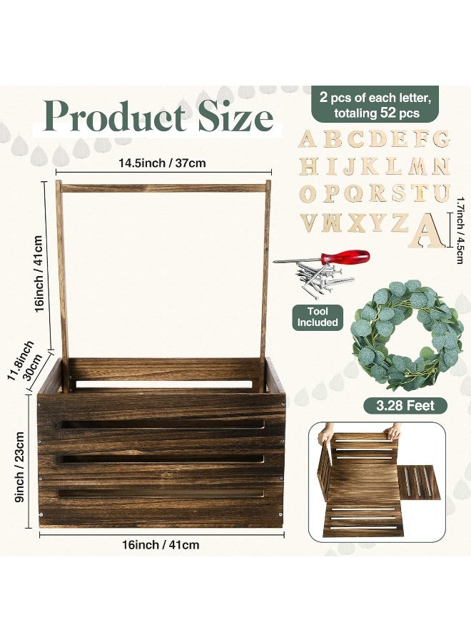 Barydat Large Wooden Baby Shower Crate Closet with Handle and Garland - Image 4