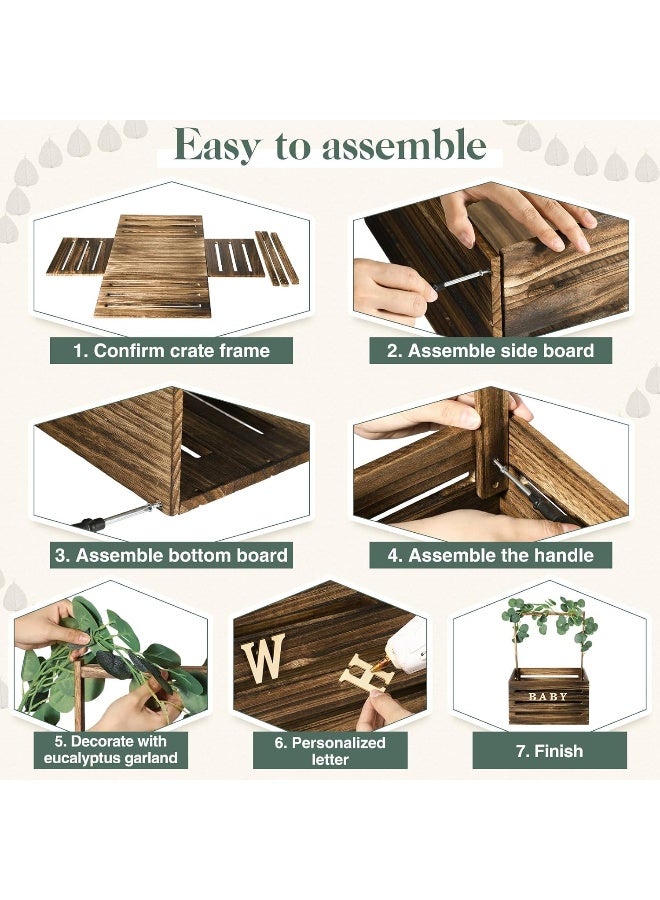 Barydat Large Wooden Baby Shower Crate Closet with Handle and Garland - Image 3