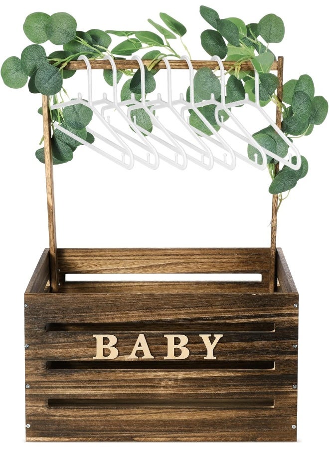 Barydat Large Wooden Baby Shower Crate Closet with Handle and Garland - Image 1