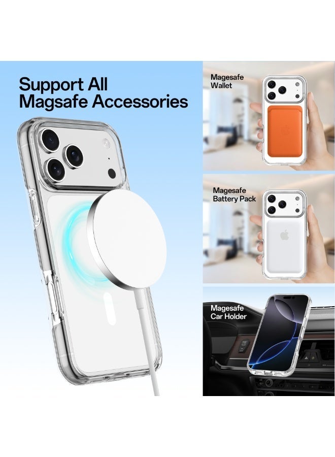اى او سويت حزمة iOsuite 3 في 1 للحماية الكاملة لهاتف iPhone 17 Pro – كفر شفاف متوافق مع MagSafe + حماية شاشة زجاج مقوى HD + حماية عدسة الكاميرا | مقاومة صدمات عسكرية حتى 8 أقدام | مقاوم للاصفرار | شحن لاسلكي آمن – IP17Pro - Image 3