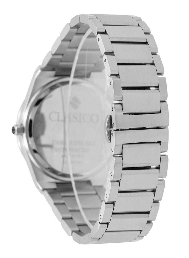 Clasico ⏱️ ساعة يد أنالوج للرجال من الفولاذ المقاوم للصدأ – حركة كوارتز | تصميم قوي | تشطيب فضي فاخر | قرص بني - Image 3