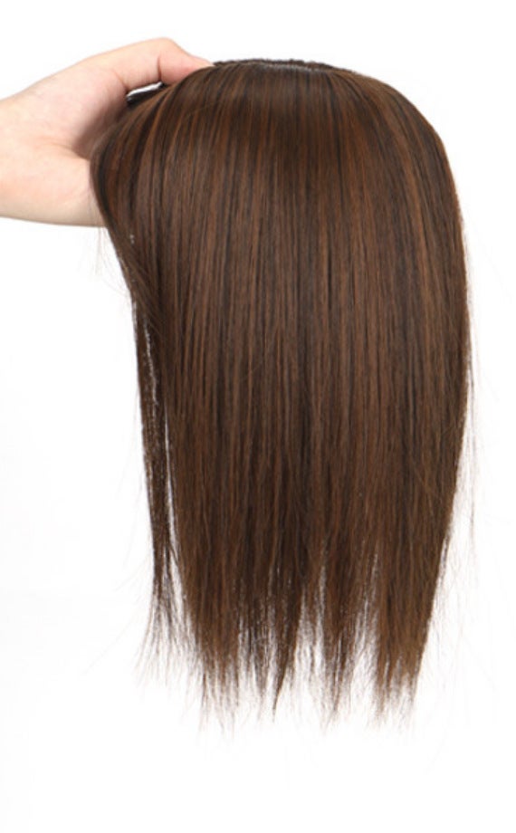 Generic French Style Air Bangs Wigs Womens Summer Covering Scarce White Hair Overhead Repair Traceless Invisible Artificial Hair Wigs light brown
