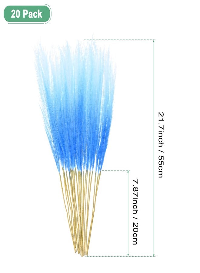 مجموعة M METERXITY المكونة من 20 قطعة من عشب البامباس الصناعي، بطول 21.7 بوصة/55 سم، عشب بامباس صناعي صغير ورقيق، لتزيين المزهريات في المنزل/حفلات الزفاف/المزهريات/المكتب/الحفلات [تدرج أزرق] - Image 3