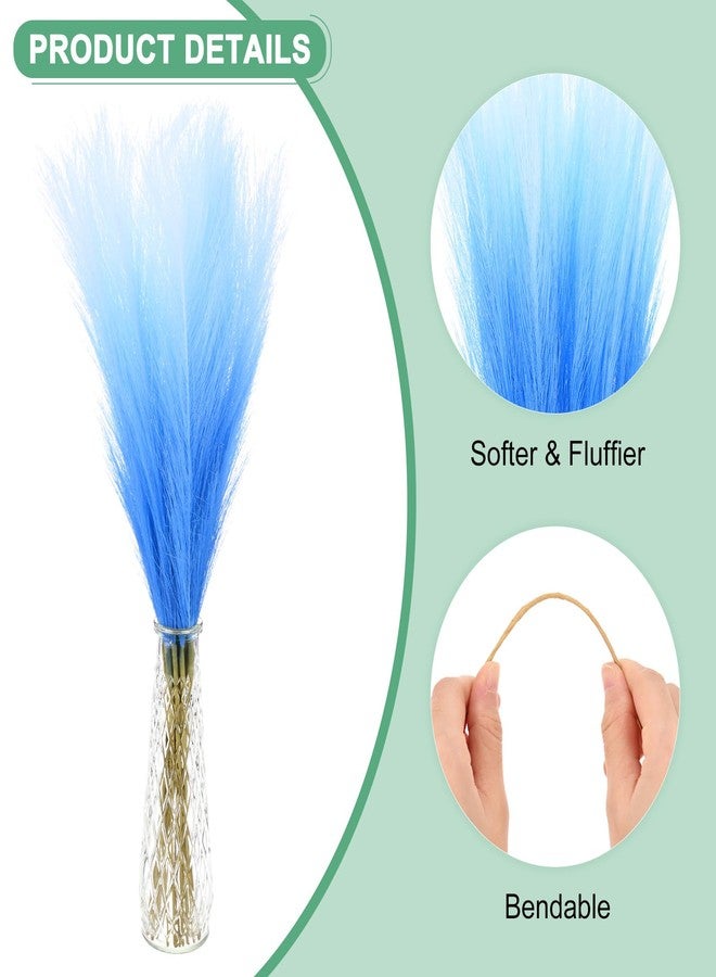 مجموعة M METERXITY المكونة من 20 قطعة من عشب البامباس الصناعي، بطول 21.7 بوصة/55 سم، عشب بامباس صناعي صغير ورقيق، لتزيين المزهريات في المنزل/حفلات الزفاف/المزهريات/المكتب/الحفلات [تدرج أزرق] - Image 2