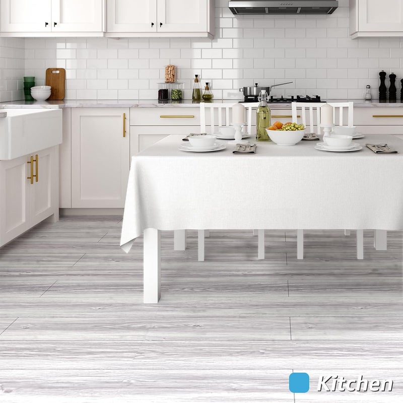 Art3d 60 Sq.ft Peel and Stick Floor Tiles, 40Pcs Luxury Vinyl Plank Flooring Wood Look, Adhesive and Waterproof Tile Sticker for Bedroom, Living Room, Kitchen, White/Grey - Image 5