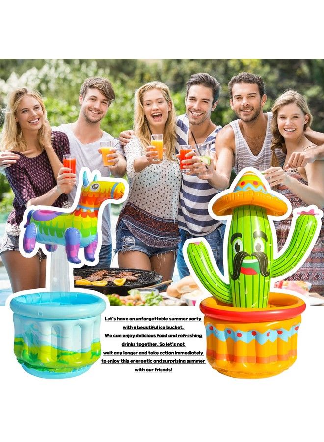 Parentswell 2 Pack 47.5 Inflatable Cooler Parentswell Cactus Cooler With Sombrero Hat And Alpaca Cooler Tropically Themed Party And Hawaiian Party Party Decorations Party Supplies For Pool Party - Image 5