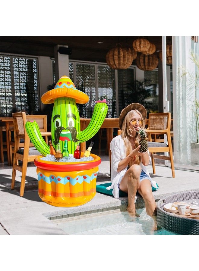 Parentswell 2 Pack 47.5 Inflatable Cooler Parentswell Cactus Cooler With Sombrero Hat And Alpaca Cooler Tropically Themed Party And Hawaiian Party Party Decorations Party Supplies For Pool Party - Image 4