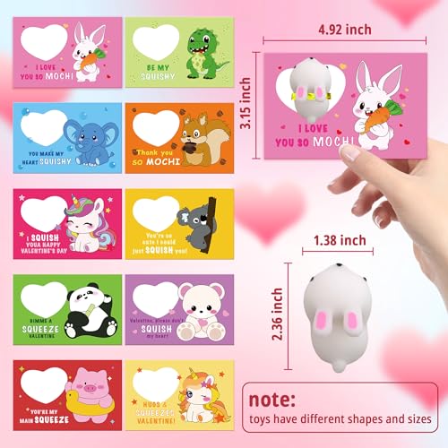 Gocozer 30 Packs Valentines Day Cards with Mochi Squishy Toys Mini Kawaii Stress Relief Squishy Toys Sets for Kids Valentines Day School Classroom Prizes Valentines Exchange Gifts - Image 5