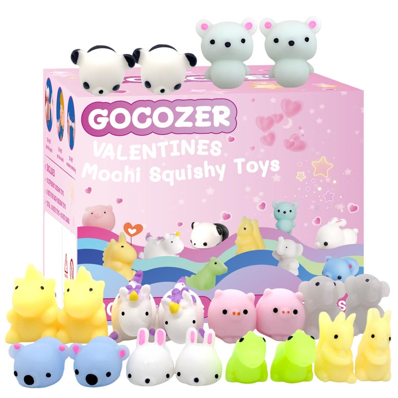 Gocozer 30 Packs Valentines Day Cards with Mochi Squishy Toys Mini Kawaii Stress Relief Squishy Toys Sets for Kids Valentines Day School Classroom Prizes Valentines Exchange Gifts - Image 3