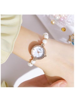 SKMEI Skmei Watches for Women Elegant Bracelet Set Rose Gold Rhinestone Wrist Watch with Natural Pearls Bangles Ladies Bracelet Watche white  - Image 3
