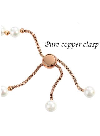 Skmei Watches for Women Elegant Bracelet Set Rose Gold Rhinestone Wrist Watch with Natural Pearls Bangles Ladies Bracelet Watche white - view 5